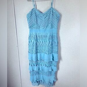 Blue Boohoo Occasion Crochet Dress